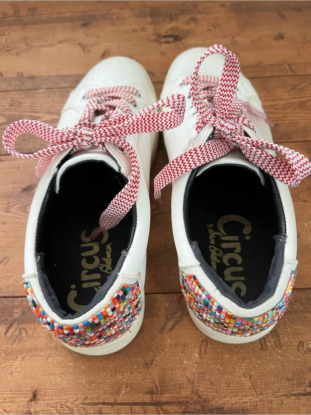 Circus by Sam Edelman White Sneakers Rainbow Beaded Heel Women’s 8